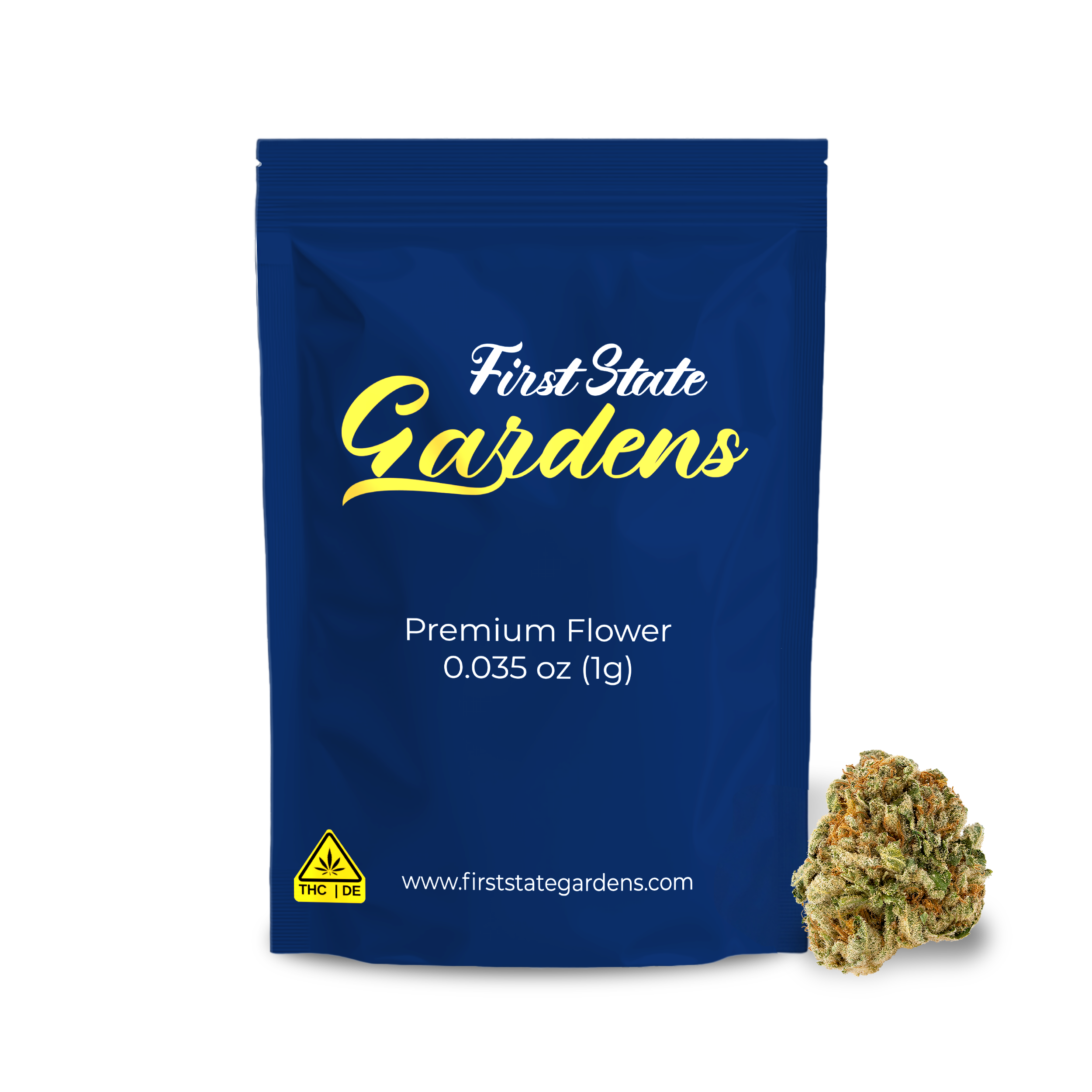 First State Gardens Grape Soda premium cannabis flower 1g packaging with bud