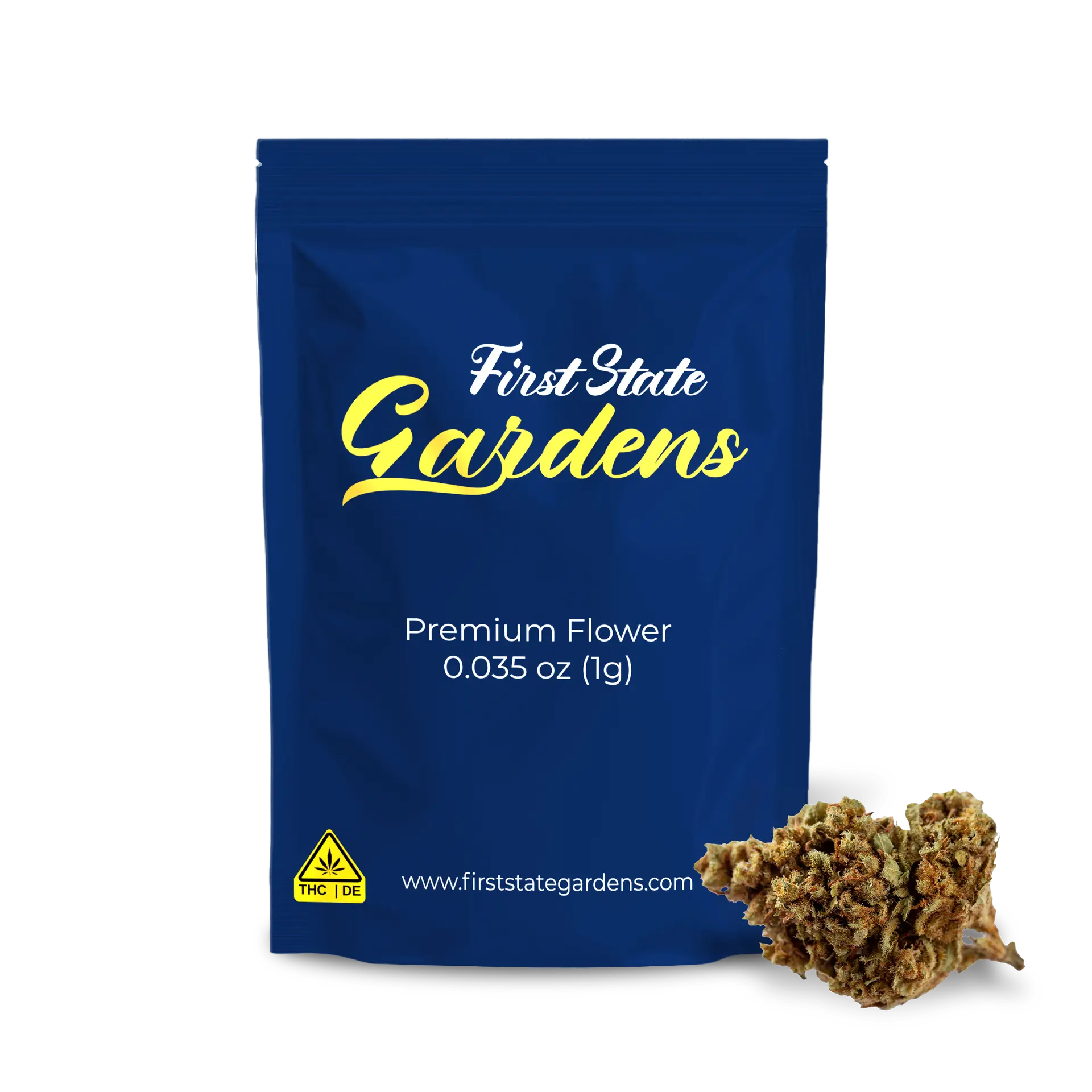 First State Gardens Mule Fuel premium cannabis flower 1g packaging with bud