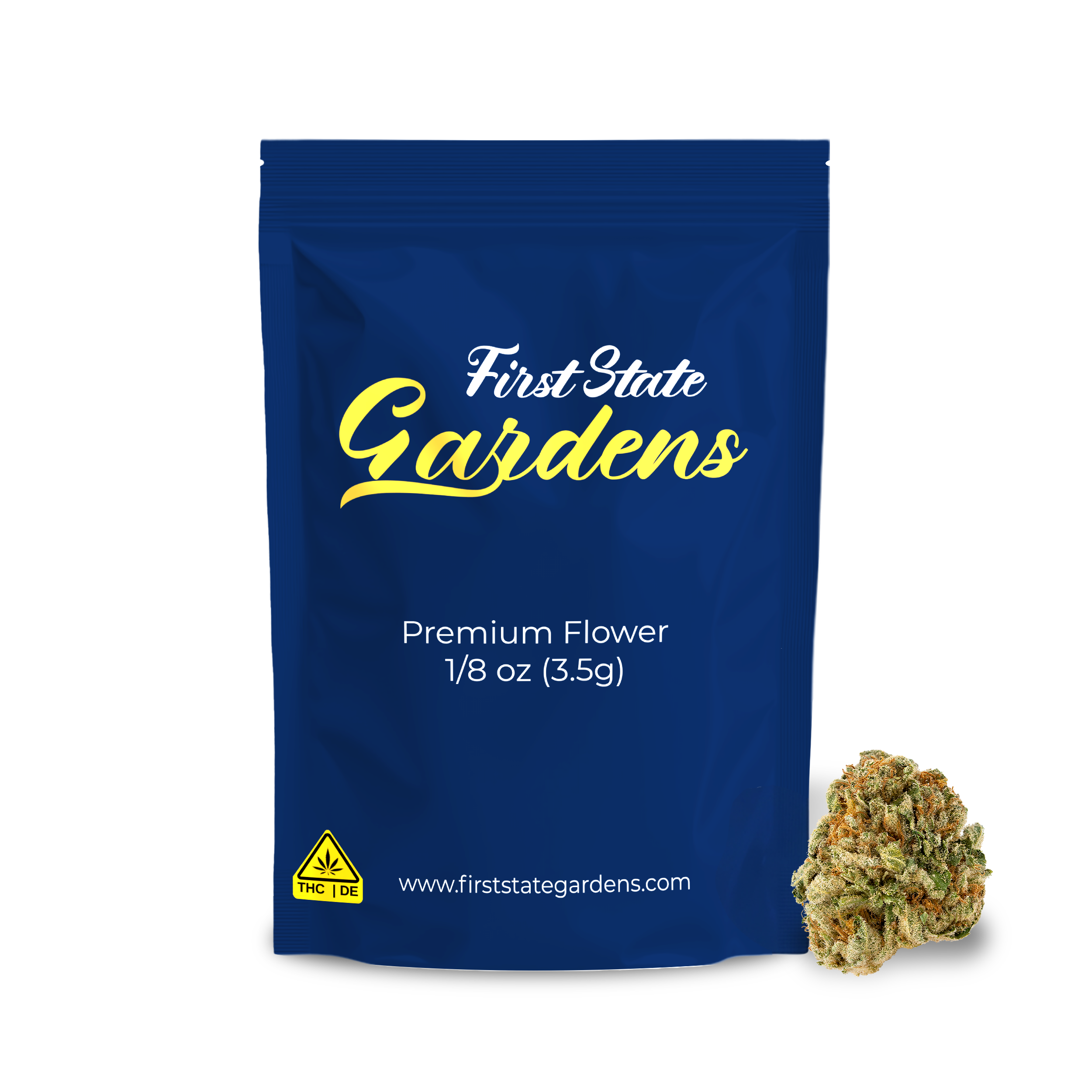First State Gardens Grape Soda premium cannabis flower 3.5g packaging with bud
