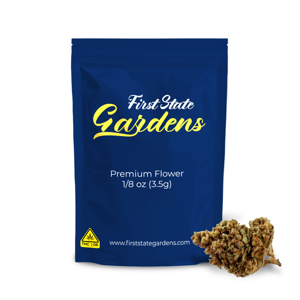 First State Gardens Mule Fuel premium cannabis flower 3.5g packaging with bud