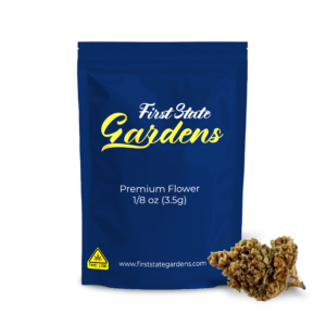 First State Gardens Mule Fuel premium cannabis flower 3.5g packaging with bud