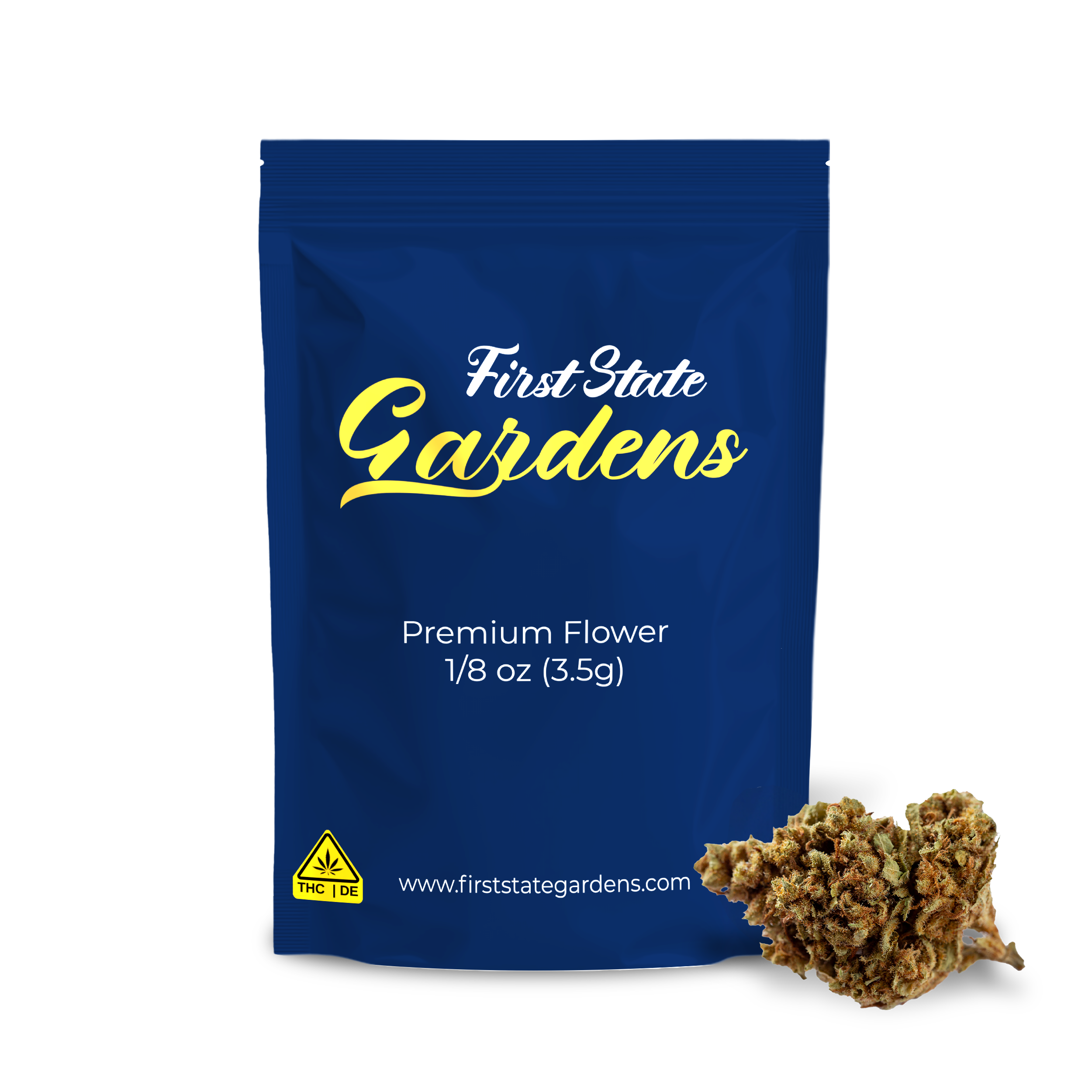 First State Gardens Mule Fuel premium cannabis flower 3.5g packaging with bud
